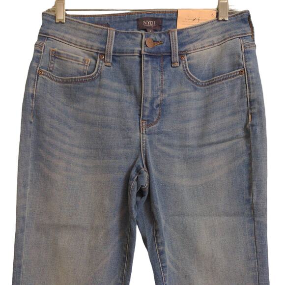 NYDJ Marilyn Straight Leg Jeans Blue Stretch Medium Wash Mid Rise Denim 6 New - Picture 2 of 16